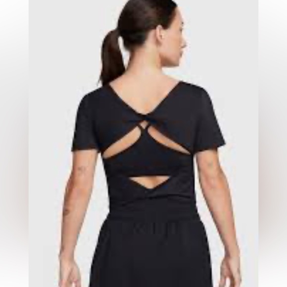 Nike Tops - Nike Black One Drift Fit Cropped Twist Back Short Sleeve Shirt